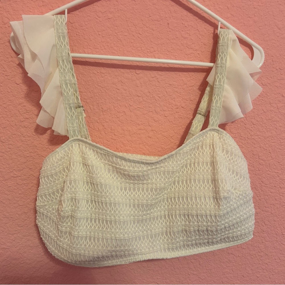 SHEIN White Lace Bikini Top